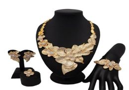 Dubai 24k Gold Big Jewellery Sets Women Wedding Long Necklace08103032