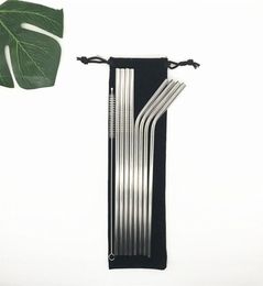 81 Set 304 Stainless Steel Straw with Retail Package Silver Straws Whole Straws Velvet Bag Packing2102465