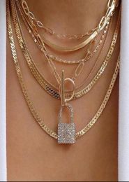 Iced Out Pendant Lock Chain Necklaces New Fashion Design Multi Layer Choker Necklace for Girls Women Rhinestone Hip Hop Jewelry Gi3887876