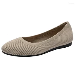 Casual Shoes Spring And Autumn Flat Fashion Leisure Women's Round Toe Knitting Elastic Comfortable Boutique Plus Size