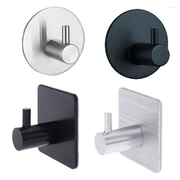 Hooks Aluminium Alloy Black Robe Hook Wall Towel For Bathroom Coat Rustproof Self Adhesive Hanger Kitchen Hardware