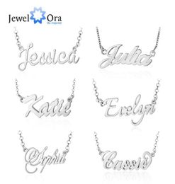 925 Sterling Silver Personalized Nameplate Letter Necklace Custom Made Name Pendant Russian Name Christmas Gifts for Girlfriend LJ8898236