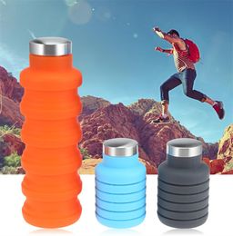 500ML Portable Silicone Water Bottle Retractable Folding Coffee Bottle Outdoor Travel Drinking Collapsible Sport Drink Kettle Pref6808389