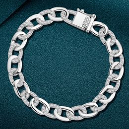 Real S925 Silver Hip Hop Bracelet Women Cuban Chain Female 5A Zircon Original Design Luxury Jewelry Girl Gift 240423