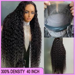 300% Dichte 12A Grad Peruaner indischer brasilianischer Schwarzwasserwelle 13x6 HD Spitzenfrontal Perücke 40 Zoll 650 g 100% Rohes Virgin Remy Human Hair