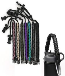 Handmade Handle Paracord Carrier Survival Strap Cord with Safety Ring and Carabiner for Wide Mouth Sport Water Bottles 12oz 64 o3198817