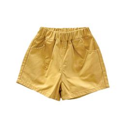 Shorts Girls shorts baby cotton shorts 2024 summer childrens solid Colour Trousers childrens Korean beach sports pants clothing d240510
