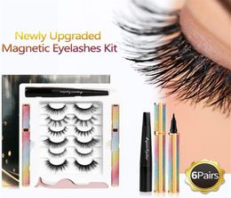 6 Pairs False Eyelashes Invisible Magnetic Mink Half Bulk lashes Magic make up Kits 3 Tubes Eyeliner Thick Easy Wear No glue 3D 5D2681430