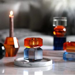 Candle Holders Nordic Luxury Glass Holder Romantic Candlelight Dinner Tabletop Bougeoir Home Decoration Ornaments EB5ZT