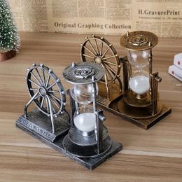 Decorative Plates Vintage Rotating Wheel Hourglass Ornament Crystal Ball Crafts Gift For Home Bedroom Office Desktop Decoration Creative