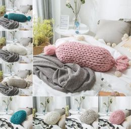 Pillow Pure Hand-woven Thick Line Candy Throw Sophia Style Po Graps Coarse For Creative Home Decoration Sofa