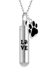 Ashes For Love Pet Paws Print Stainless Steel Keepsake Pendant Cylinder Ashes Cremation Urn Jewellery Necklace4203967