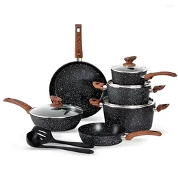 Cookware Sets Nonstick Induction Set 12 Piece Granite Cooking Pots And Pans Non Stick Kitchen With Silicone Utensils