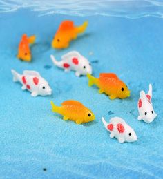 Goldfish Miniature Cute Fish Craft White Gold Fishbowl Waterscape Fairy Garden Accessory Microlandscape Aquarium Decoration DIY M6451078