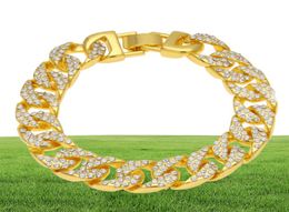 Men Hip Hop Bling Jewellery Set 24K Gold Plated Full CZ MIAMI CUBAN LINK Necklace Bracelet Iced Out Chains 76cm 21cm5722106