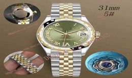 Woman diamond watch Ladies watches gold 31mmSix clock is jubilee bracelet dial Wide flat strap montre de luxe 2813 Automatic Steel7281034