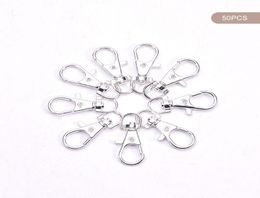 Keychains 50 Pcs Metal Silver Swivel Clasps Lanyard Snap Hook Lobster Claw Clasp DIY Split Key Ring FJewelry Making1338192