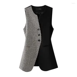 Women's Vests Women Vest Jacket Matching Single Breasted Slim Plaid Waistcoat Overcoat Ladies Coat Tops Casual Solid Colour Slim-fit Small