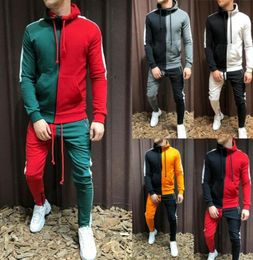 2021 Autumn Casual Men Tracksuit Coat Fashion 3D Gradient Sweatsuit Hoodie Slim Joggers Gym Hoodies3125566