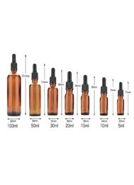 5ml 10ml 15ml 30ml 50ml 100ml Empty Amber Brown Glass Dropper Bottles Essential Oil Liquid Aromatherapy Pipette Containers5400558