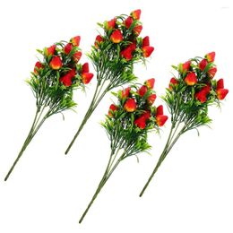 Decorative Flowers 4Pcs Fake Fruit Bunches Realistic Fruits Lifelike Ornaments Household Decors