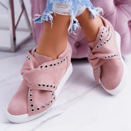 Fitness Shoes Women Sneakers Solid High Flats Wedges Heel Height Increasing Chunky Platform Vulcanised Ladies Loafers Zapatos Mujer