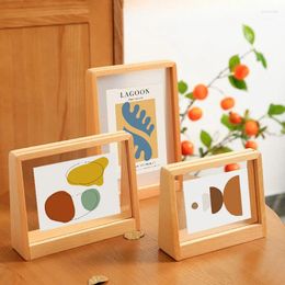 Frames Simple Solid Wood Po Frame With Creative Trapezoidal 6/7/8-inch Poster And Desktop Display Holder