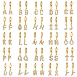 Hoop Earrings 1Pair Trendy Letters A- Z Small For Women Men Shiny Cubic Zircon Piercing Earwear Party Jewellery Gift Mother Da