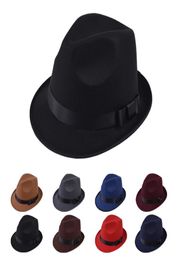 Men Women Wide Brim Wool Felt Jazz Fedora Hats British style Trilby Party Formal Panama Cap Black Yellow Dress Hat9676753