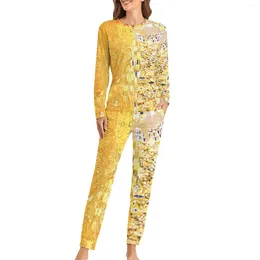 Women's Sleepwear Gustav Klimt Pajamas Portrait Of Adele Romantic Pajama Set Womens 2 Pieces Casual Oversized Custom Birthday Present