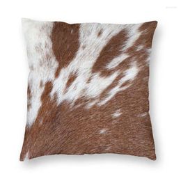 Pillow Cowhide Details In Brown And White Cover 45x45 Home Decor 3D Printing Fur Animal Texture Throw Case For Car