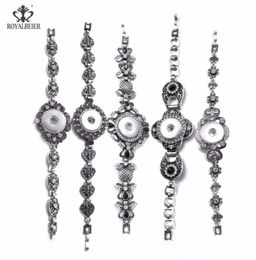 Charm Bracelets RoyalBeier 5pcslot Est Design 18mm Snap Button Bracelet Stainless Steel Love Flowers Charms DIY For Women SZ05634465618