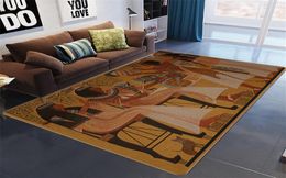 Egyptian Culture Big Carpets For Living Room Vintage Nordic Ethnic Style Floor Mat Nonslip Washable Rugs Bedroom Beside Mat Y20059177045