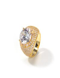Mens Big Diamond Gold Rings High Quality Gemstone Zircon Ring Fashion Hip Hop Jewelry3162788