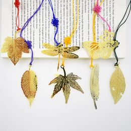 Fashion Golden Leaf Feather For Business Kids Package Beautiful Reading Book Children 440 Metal Bookmark