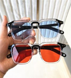One Piece Candy Colour Blue Square Sunglasses for Women 2021 Luxury designer Black Sun Glasses Female Big Shades Bulk 20PCS fast sh1081907