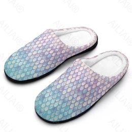 Slippers Mermazing Mermaid Fish Scales Scale Wave Japanese (1) Sandals Plush Casual Keep Warm Shoes Thermal Mens Womens Slipper House A