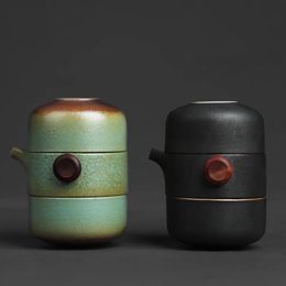 LUWU japanese ceramic teapot gaiwan teacups handmade portable travel office tea set 240510