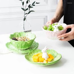 Bowls Baby Ceramic Ramen Bowl Kitchen Fruit Cabbage Plate Soup Tableware Noodle Dessert Salad Porcelain Dish Set