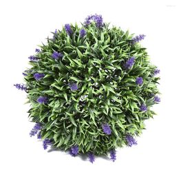 Decorative Flowers 30 Cm Lavender Ball Artificial Flower Bouquet Green Plants Faux Outdoor