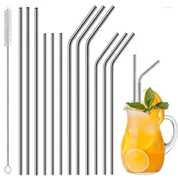 Drinking Straws Reusable Stainless Steel Metal 10 Inch With Cleaning Brush For 30 Oz And 20 Tumblers Cup Accessories