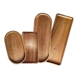 Tea Trays 1Pc Japanese Wood Coffee Tray Oval Food Cup Dessert Candy Wooden Plate Gongfu Kitchen Supplies
