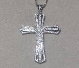 Fashion Big 925 Sterling Silver Exquisite Bible Jesus Pendant Necklace for Women Crucifix Charm Pave Simulated Diamond Jewelry9907982