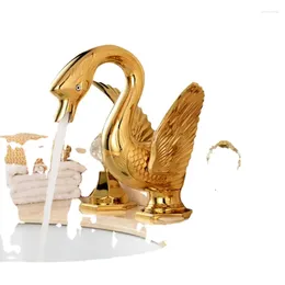 Bathroom Sink Faucets Shopping Online Selling Items 3 Hole Brass Gold Plated Swan