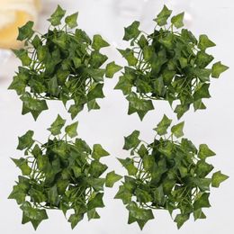 Decorative Flowers 4 Pcs Artificial Maple Rattan Plants Simulation Vine Rattans Leaves Wall Hanging Decor