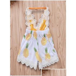 Rompers Girl Pineapple Print Sleeveless Off Back Jumpsuits Baby Summer Lace Jump Suit Kids Clothes One Piece Zht 2426047063 Drop Del Dhh8G