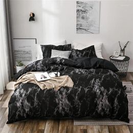 Bedding Sets Marble Duvet Cover Polyester Abstract Geometric Pattern Set Modern 3pcs Black Comforter With Zipper Closure