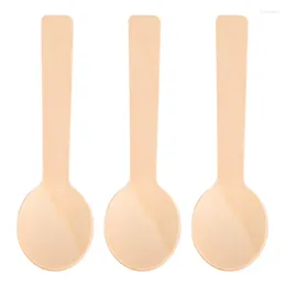 Disposable Cups Straws 100Pcs Wooden Spoon Mini Ice Cream Wood Western Dessert Scoop Wedding Party Tableware Kitchen Accessories