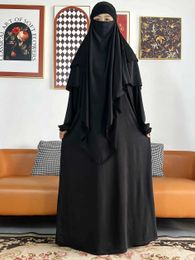 Ethnic Clothing 2 Pieces Set Abaya Khimar Set High Quty Nida Muslim Women Long Slve Two Piece Prayer Hijab Dress Islamic Clothing T240510