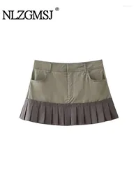Skirts 2024 Summer Launch Chic Tiered Ruffles Patchwork Mini Skirt Women's Cargo Style Retro Low-Rise A-Line